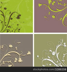 Decorative floral backgrounds in earthy tones