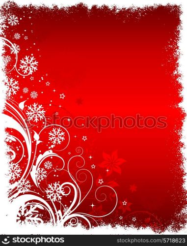 Decorative floral Christmas background with snowflakes
