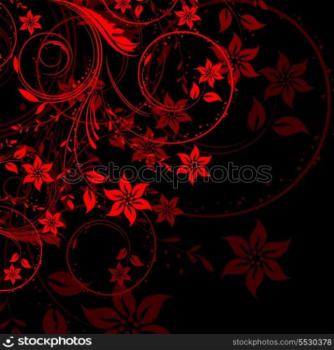 Decorative floral design on a black background