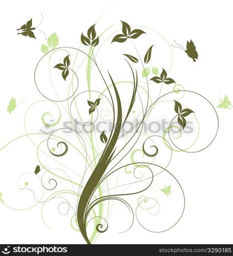 Decorative floral design with butterflies