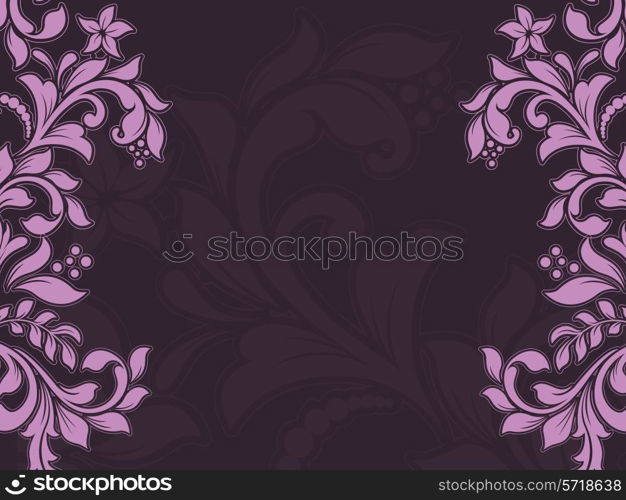 Decorative floral frame in shades of pink and purple