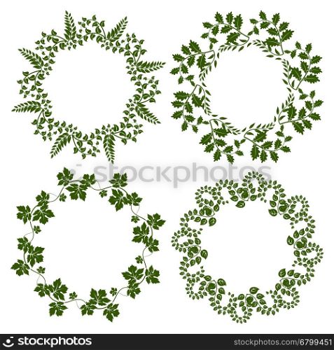 Decorative floral frames set. Decorative floral frames isolated on white background. Vector eco circle banners design