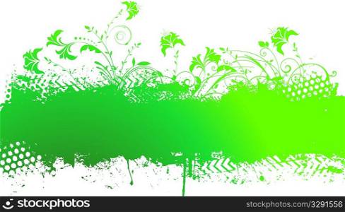 Decorative floral grunge design in shades of green