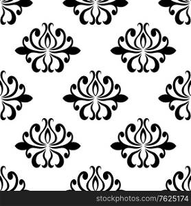 Decorative floral seamless pattern with black flowers