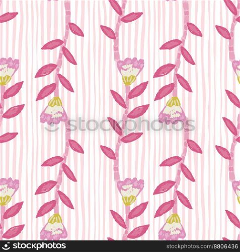 Decorative floral wallpaper. Folk flower seamless pattern in naive art style. Cute plants endless backdrop. Design for fabric, textile print, wrapping paper, cover. Vector illustration. Decorative floral wallpaper. Folk flower seamless pattern in naive art style.