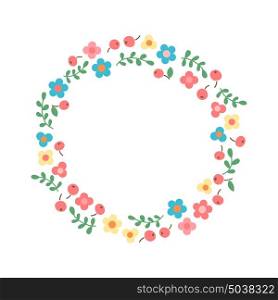 Decorative floral wreath. Frame from flowers, leaves and berries.. Decorative floral wreath. Frame from flowers, leaves and berries. Vector illustration