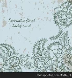 Decorative flower leaf henna mehendi background vintage style. Vector illustration. Decorative flower leaf henna background