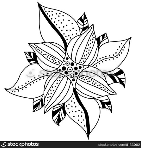 Decorative flower. Vector Linear illustration. Floral decorative composition for design and decor, cards print and Logo 