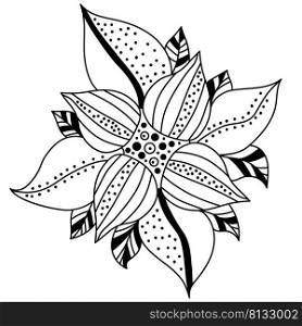 Decorative flower. Vector Linear illustration. Floral decorative composition for design and decor, cards print and Logo 