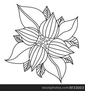 Decorative flower. Vector Linear illustration. Floral decorative composition for design and decor, cards, print, Logo