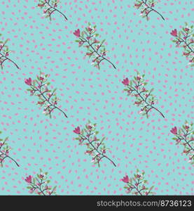 Decorative forest flower endless wallpaper. Hand drawn herbal seamless pattern. Freehand organic background. Design for fabric, textile print, wrapping, cover. Vector illustration.. Decorative forest flower endless wallpaper. Hand drawn herbal seamless pattern.