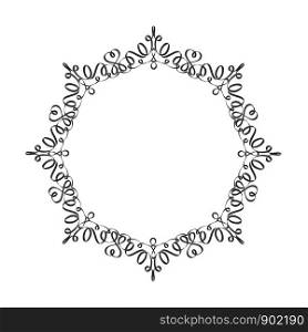 Decorative frame. Elegant vector element for design in Eastern style, place for text. Black outline floral border. Lace illustration for invitations and greeting cards