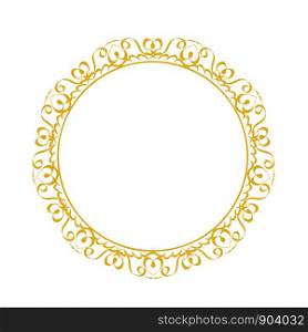 Decorative frame. Elegant vector element for design in Eastern style, place for text. Golden outline floral border. Lace illustration for invitations and greeting cards