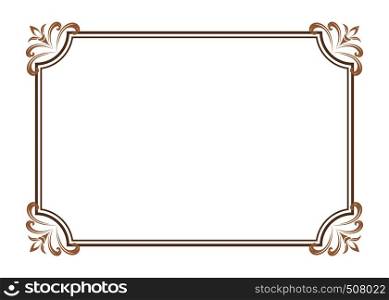 decorative frame in vintage style with beautiful filigree and retro border for premium invitation or wedding card on ancient background, luxury postcard, ornament vector
