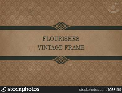 decorative frame with beautiful filigree and retro border in vintage style for luxury postcard , certificate, premium invitation or wedding card on ancient background, ornament vector