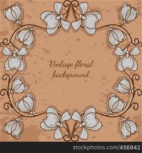 Decorative frame with flower vintage style. Vector illustration. Decorative frame with flower vintage style
