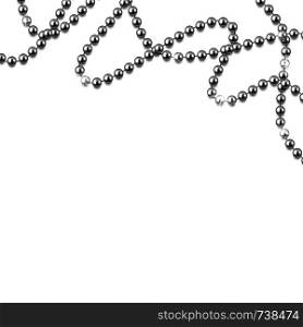 Decorative frame with shiny realistic silver beads, jewelry, vector illustration background