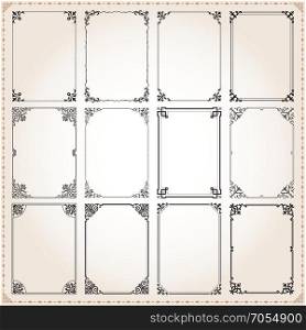 Decorative frames and borders rectangle proportions set 7