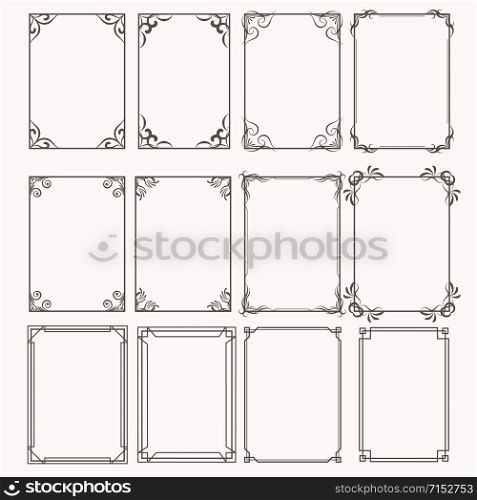 Decorative frames and borders rectangle proportions set