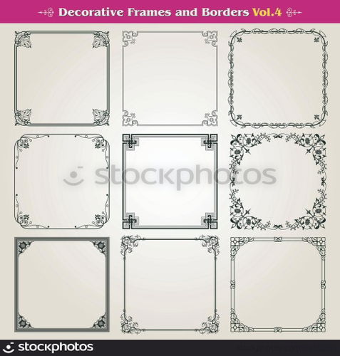 Decorative frames and borders set vector