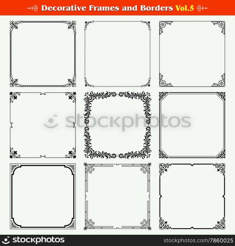 Decorative frames and borders set vector