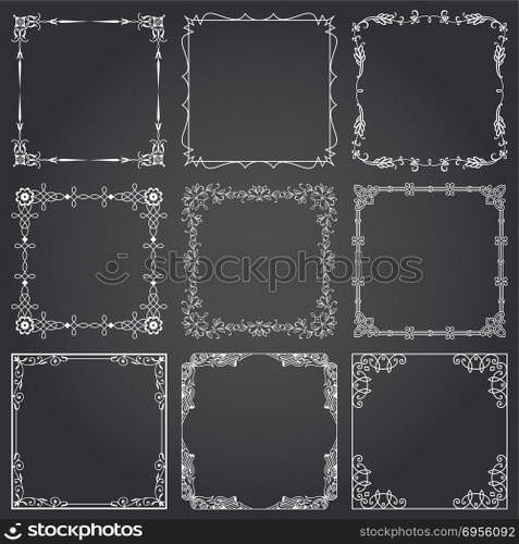 Decorative frames and borders square set vector