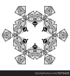 Decorative geometric snowflake, retro art deco style ornament.