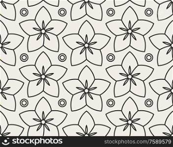 Decorative geometrical floral seamless pattern. Vector background with flowers.