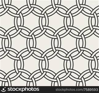 Decorative geometrical seamless pattern. Traditional oriental ornament with circles. Vector background.