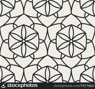 Decorative geometrical seamless pattern. Traditional oriental ornamental background. Vector illustration.