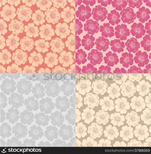 Decorative graphic colour seamless background pattern with flowers