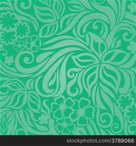 Decorative graphic curly background with flowers and leaves