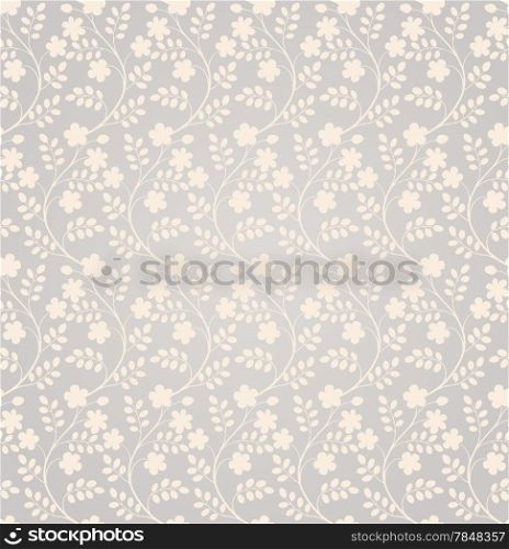 Decorative graphic curly seamless background with flowers and leaves