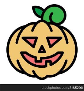 Decorative halloween pumpkin icon. Outline decorative halloween pumpkin vector icon color flat isolated. Decorative halloween pumpkin icon color outline vector