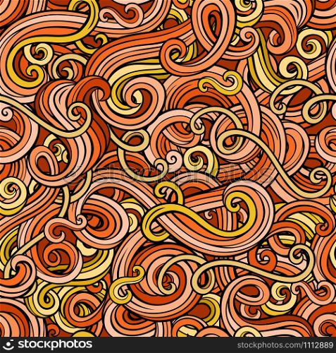 Decorative hand drawn doodle ornamental curly vector seamless pattern. Decorative doodle abstract curly seamless pattern