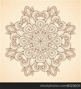 Decorative hand drawn mandala in Indian style. Vector illustration.