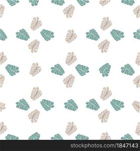 Decorative hawaii seamless pattern with monstera doodle print. Isolated ornament. White background. Decorative backdrop for fabric design, textile print, wrapping, cover. Vector illustration.. Decorative hawaii seamless pattern with monstera doodle print. Isolated ornament. White background.