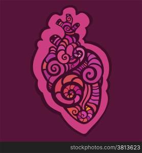 Decorative heart. Tribal pattern. Ethnic tattoo. Vector illustration
