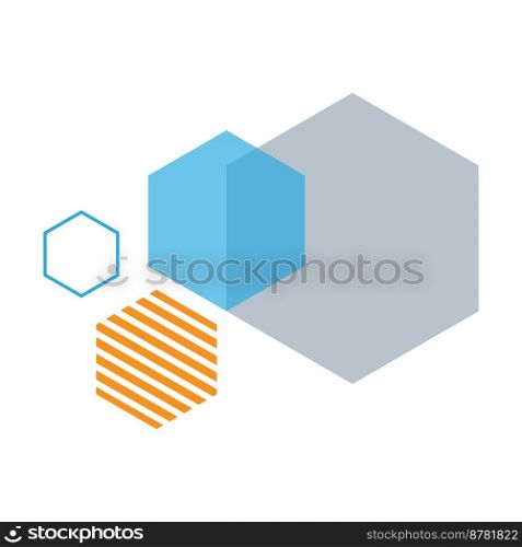 Decorative hexagon panels brochure element design. Geometric shapes. Vector illustration with empty copy space for text. Editable shapes for poster decoration. Creative and customizable frame. Decorative hexagon panels brochure element design