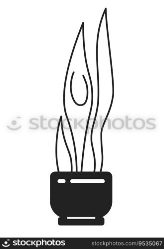 Decorative house plant monochrome flat vector object. Sansevieria in pot. Editable black and white thin line icon. Simple cartoon clip art spot illustration for web graphic design. Decorative house plant monochrome flat vector object