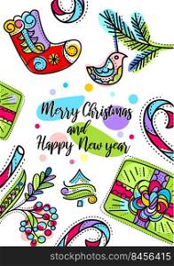 decorative illustrations for Christmas and new year cards. Christmas decorations. decorative illustrations for Christmas and new year cards.
