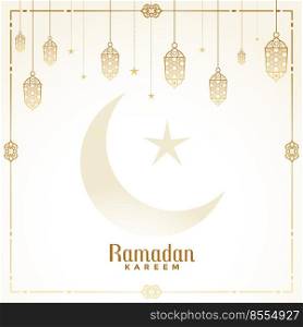 decorative islamic lanterns ramadan kareem card design