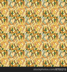 Decorative linear kaleidoscope mosaic ornament. Abstract shapes seamless pattern. Geometric design for fabric, textile print, wrapping paper, cover. Vector illustration. Decorative linear kaleidoscope mosaic ornament. Abstract shapes seamless pattern.