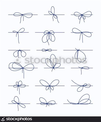 Decorative loops. Satin graphic knots garish vector cute textile design projects isolated. Illustration of loop knot, design cord and rope. Decorative loops. Satin graphic knots garish vector cute textile design projects isolated