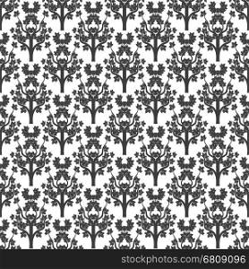 Decorative maple tree seamless pattern. Decorative maple tree black seamless pattern design. Vector illustration