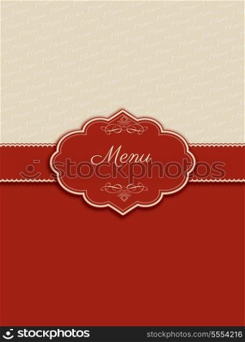 Decorative menu design in shades of red and cream