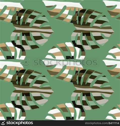 Decorative monstera silhouettes seamless pattern. Exotic palm leaves wallpaper. Botanical endless background. Backdrop for fabric design, textile print, wrapping, cover. Vector illustration. Decorative monstera silhouettes seamless pattern. Exotic palm leaves wallpaper.