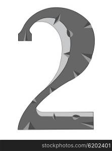 Decorative numeral two on white background is insulated. Numeral two