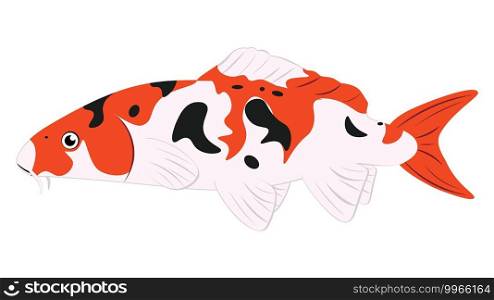 Decorative orange japanese fish koi carp illustration. 