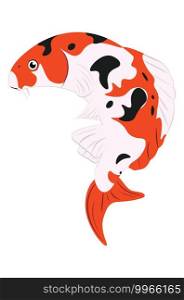 Decorative orange japanese fish koi carp illustration. 